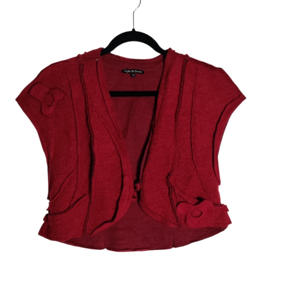 Zojka Borkowska Red Wool Cropped Vest Bogo Hippie Cottagecore Size Medium
